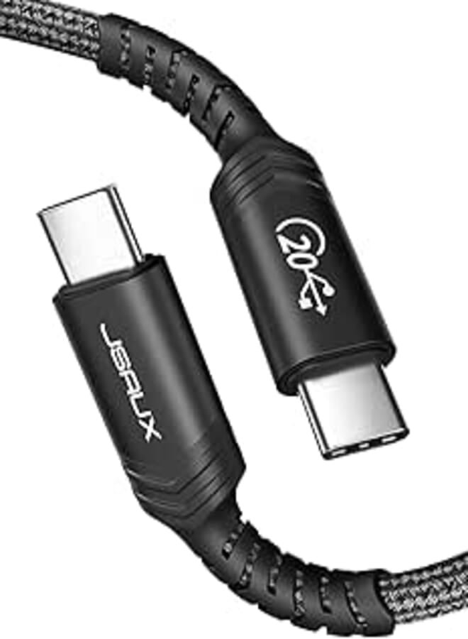 JSAUX USB4 Cable Compatible with Thunderbolt 3, USB C to USB C Cable 6.6ft, Supports 20Gbps Data Transfer/ 100W Charging/ 5K@60Hz